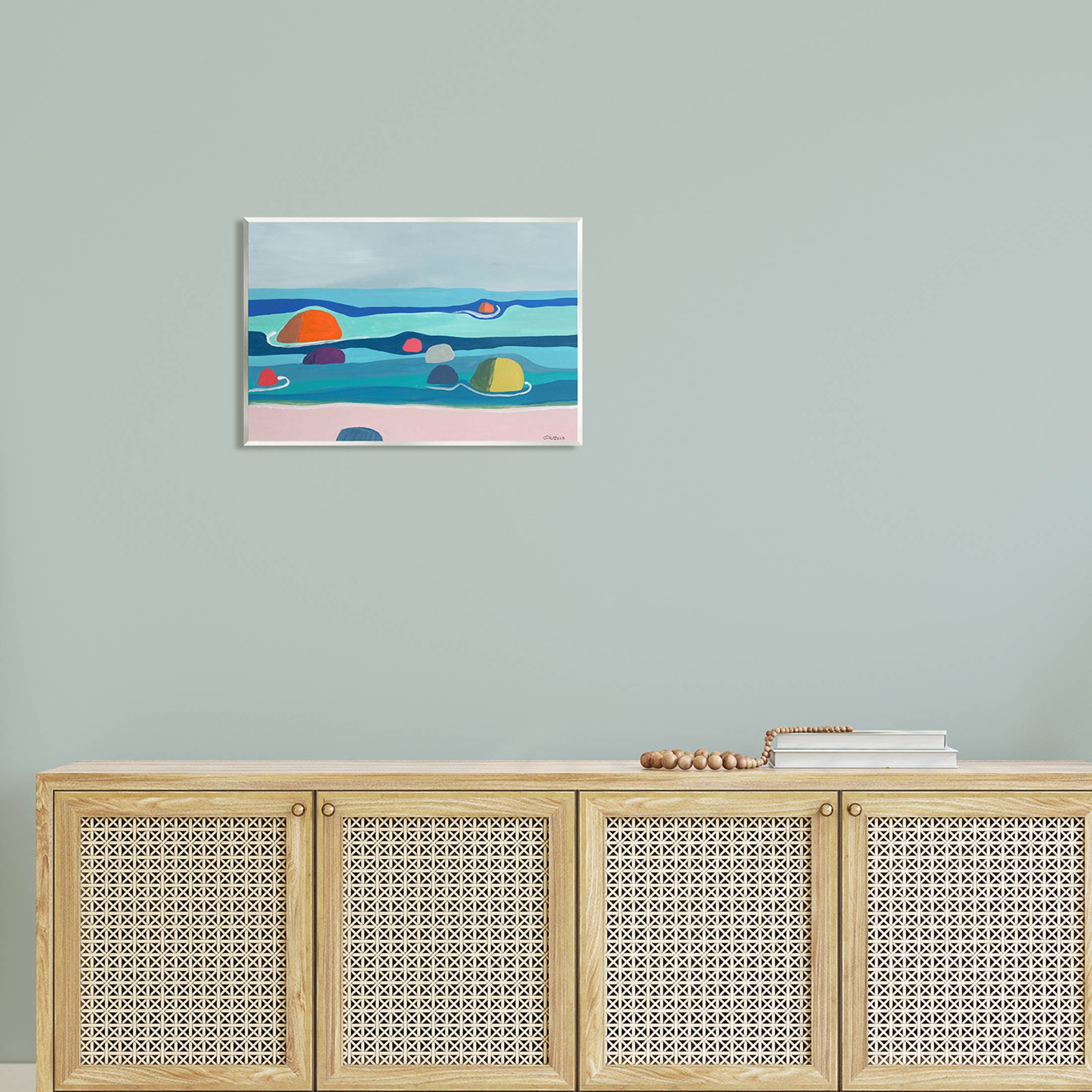 Modern Floating Beach Buoys Coastal Painting Unframed Art Print Wall Art