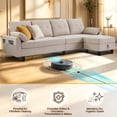 thumbnail image 5 of Pingliang Home Convertible Sectional Sofa with Storage Ottoman and Side Storage Pockets,Modern 4 Seat L Shaped Couch with 19.3" Seat Depth for Living Room Office Apartment Studio,Beige, 5 of 14