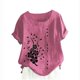 thumbnail image 1 of Camiseta Casual de Manga Corta con Botón de Cuello Redondo de las Mujeres, Tops Cortos para las Mujeres, 1 of 3