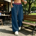 thumbnail image 5 of Jovrlynd Wide Leg Sweatpants Women Drawstring Pockets High Waist Plaid Loose Joggers Casual Fleece Baggy Lounge Pants, S-3XL, 5 of 8