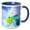 Blue/White, variant on 3drose, White Pansy Flower, Yellow Center, Macro Photo, 11oz Two-tone Black Mug