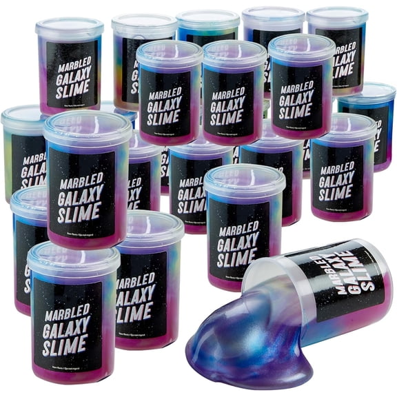 Playbees Marbled Galaxy Slime - 24 Pack - Cosmic Galaxy Gooey Unicorn Fidget Kit for Sensory Stimulation and Creative Play - Perfect Party Favor, Stress Relief, and Imaginative Fun for All Ages