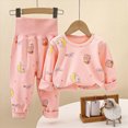 thumbnail image 2 of TOWED22 Toddler Baby Boy Fall Winter Clothes Crewneck Sweatshirt Long Sleeve Shirts and Pants Cute Outfits Size:3-4 Y,Color:Pink, 2 of 6