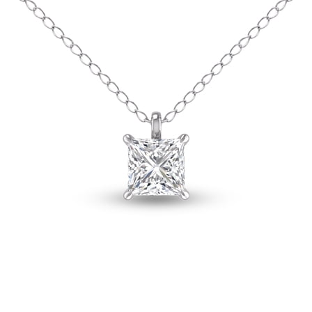 SZUL Women's Lab Grown 1 Carat Princess Cut Solitaire Diamond Pendant in 14K White Gold