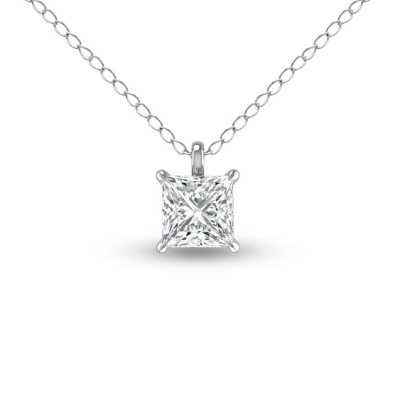 SZUL Women's Lab Grown 1 Carat Princess Cut Solitaire Diamond Pendant in 14K White Gold