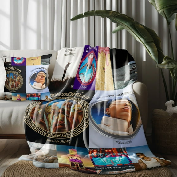 Throw Blanket and Pillowcase Set of 2，Rauw Alejandro Thin Bed Couch Decor Kids Adult Nap Micro Fleece Fuzzy Blankets Bedroom Car All Season Birthday Gifts