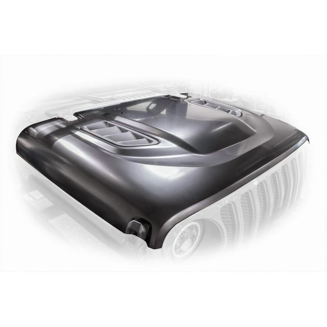 DV8 Offroad Hood HDMBJL-TA Replica; Aftermarket Upgrade Style; Paintable; Steel