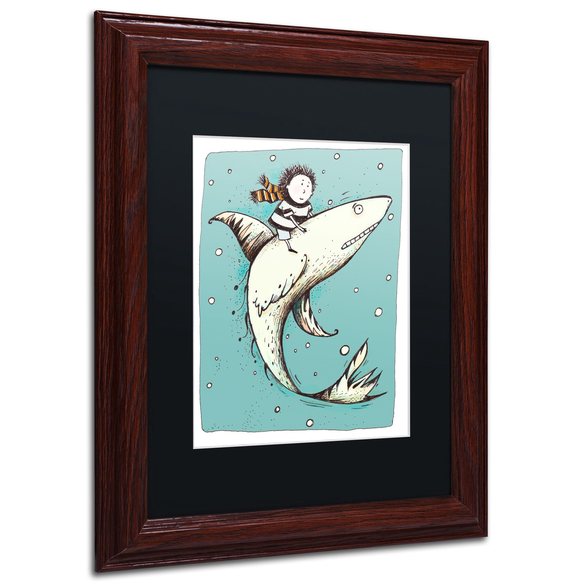Carla Martell 'Fish Boy' Black Matted Framed Art