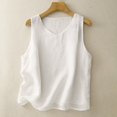 thumbnail image 2 of Bovemsi Women's Cotton Linen Camisole - Lightweight Comfortable V Neck Sleeveless Vest, Outer Wear, White Base Layer Camisole, 2 of 8
