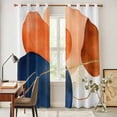 thumbnail image 4 of Navy Blue Burnt Orange Kitchen Curtains 84 Inch Length, Modern Retro Geometric Grommet Top Bedroom Living Room Curtains, Light Filtering Cafe Curtain Drapes 2 Panels Set 84''x84'', 4 of 9