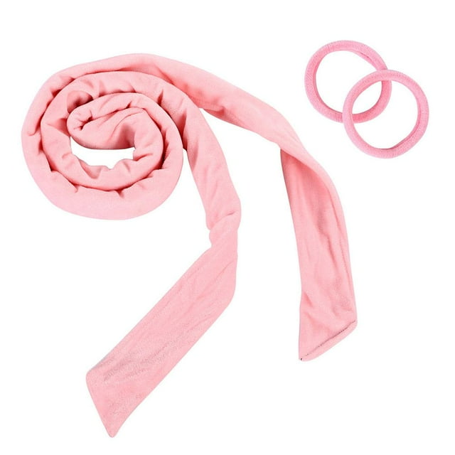 Heatless Curling Headband Set with Velvet Material for Overnight Styling and Natural Waves. The set includes a soft pink velvet curling headband and two matching pink hair bands. Designed for no-heat curling, it is gentle on hair and suitable for creating natural waves. The flexible and padded design ensures comfort during sleep, while the durable velvet material prevents slipping. Ideal for daily use or special occasions like parties and birthdays.