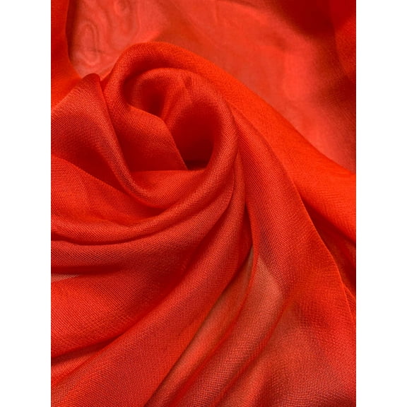 100% Silk Tule Fabric, beautiful orange color silk tule. Sold by the yard-Orange