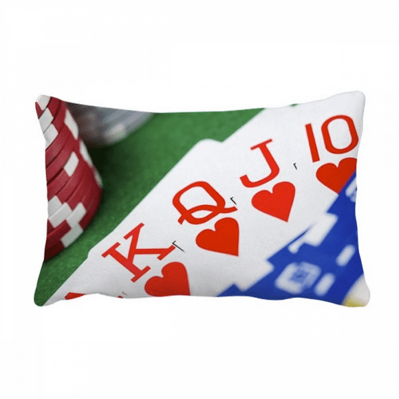 Flush Hearts Gambling Poker Photo Throw Pillow Lumbar Insert Cushion Cover Home Decoration