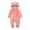 Pink, variant on Ulitacool Boys Onesie Long Sleeve Crewneck Jumpsuit Romper Outwear Zipper Winter Hooded Solid Color Coat Romper Classic Daily Wear 9-12 Months Beige