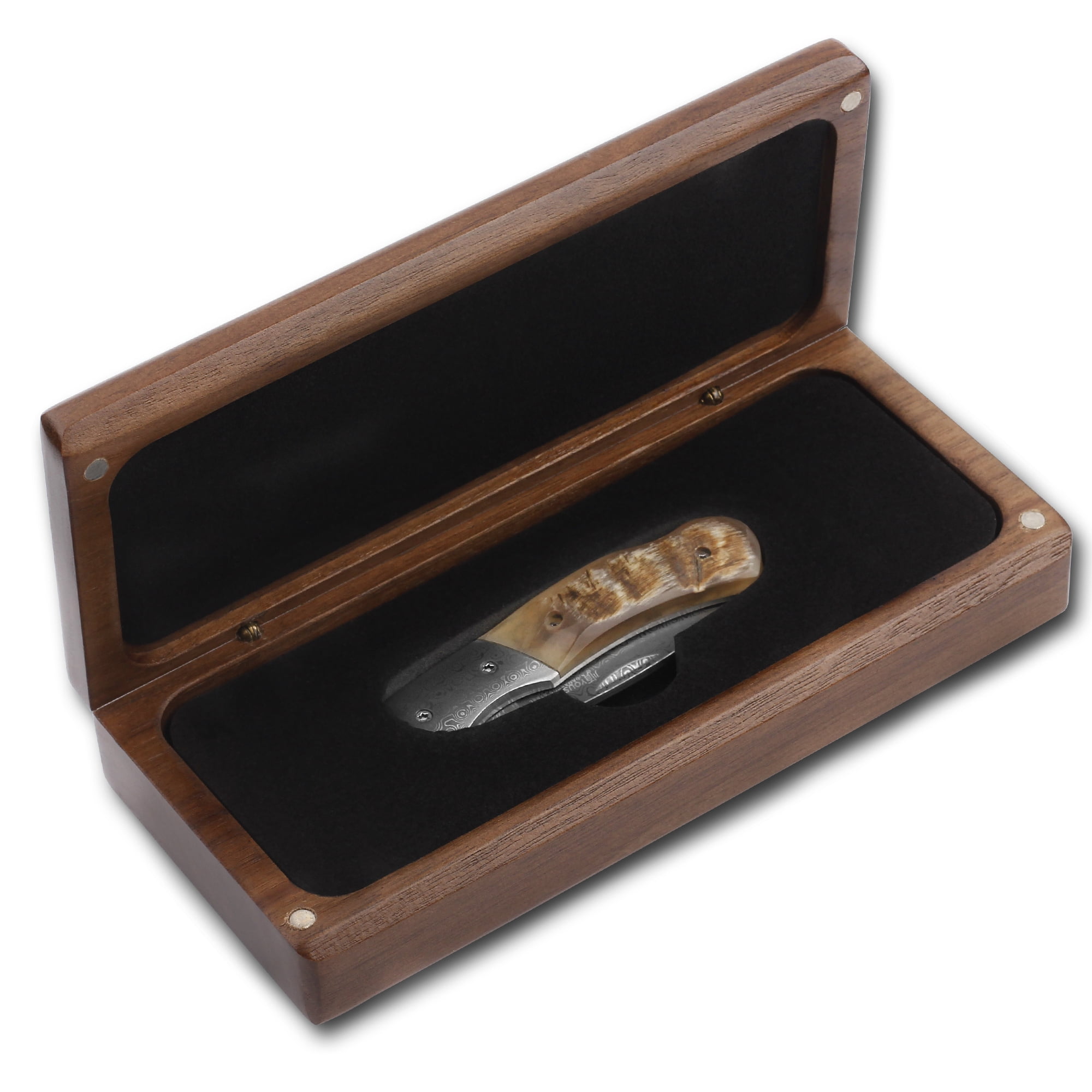 YOUSUNLONG Folding Knife - Camping Knife Overall 140mm Japanese Damascus Steel Antelope Horn Handle