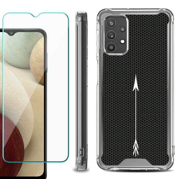 Shockproof Bumper Phone Case for Samsung Galaxy A32 5G, with Tempered Glass Screen Protector, by OneToughShield ® - Arrow