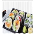 thumbnail image 3 of Wasabi Shower Curtain, Macro Food Photography with Traditional Assorted Sushi Plate with Soy Sauce Print, Fabric Bathroom Set with Hooks, 69W X 75L Inches Long, Multicolor, by Ambesonne, 3 of 3