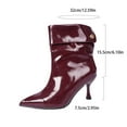 thumbnail image 6 of Dasayo Ankle Women's Boots Red Wide Width Slouch Snip Toe Dressy High Heel Faux Leather Boots Women's Shoes 38, 6 of 9