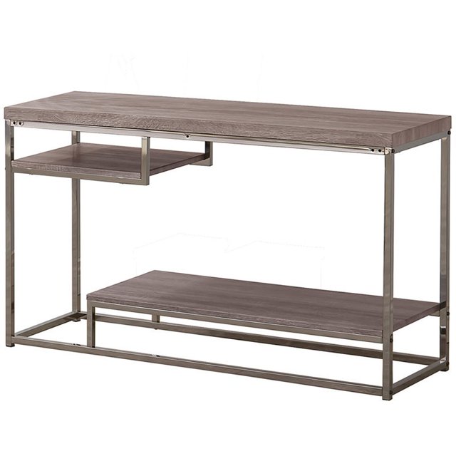 Coaster 2 Table Console Étagère en Nickel Gris et Noir Vieilli