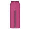 thumbnail image 4 of RPVATI Capri Pants for Women Wide Leg Loose Capris Dressy Summer Dress Cropped Pants Business Casual Work Capris with Pockets 2025 Hot Pink XXL, 4 of 9