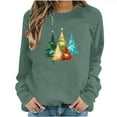 thumbnail image 5 of SYMOID Womens Green Christmas Sweatshirt, Loose Fit Crewneck, 100% Cotton Colorful Christmas Tree Print Holiday Casual Top,Size XL, 5 of 6