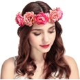 thumbnail image 4 of Vorkoi Women Rose Floral Crown Hair Wreath Leave Flower Headband with Adjustable Ribbon, 4 of 5