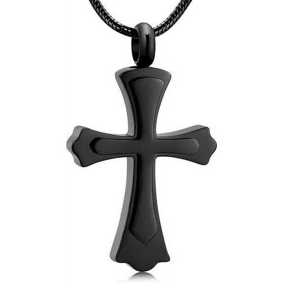 Cross Urn Necklace for Ashes Frosted Cross Cremation Jewelry for Women Men Keepsake Memorial Ashes Pendant