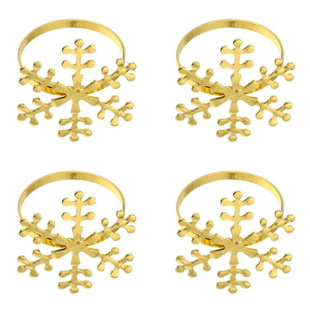 

4 Pcs Christmas Theme Snowflake Alloy Napkin Rings Dinning Table Decor