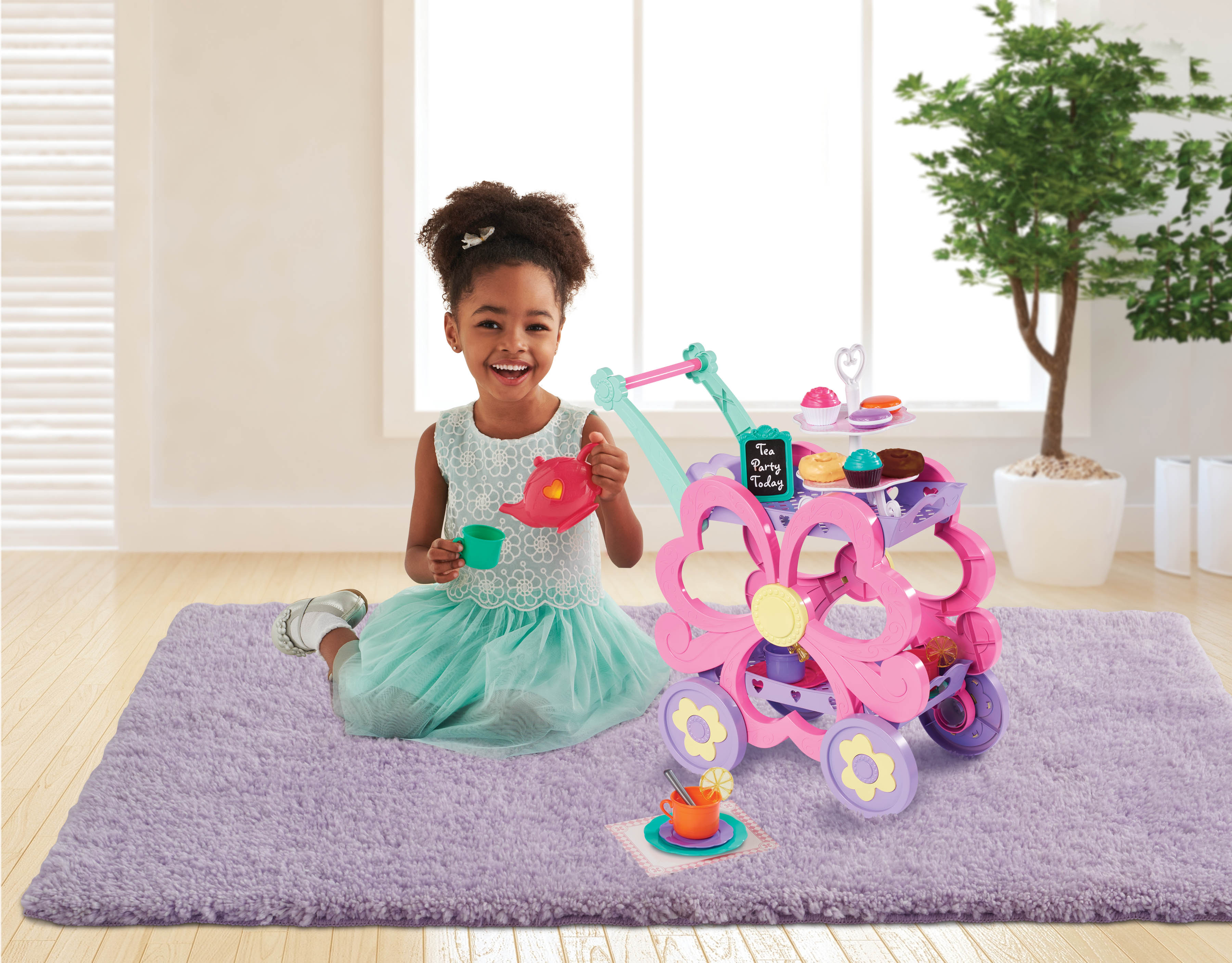 Kid Connection Flower Tea Cart Play Set, 45 Pieces photo 3