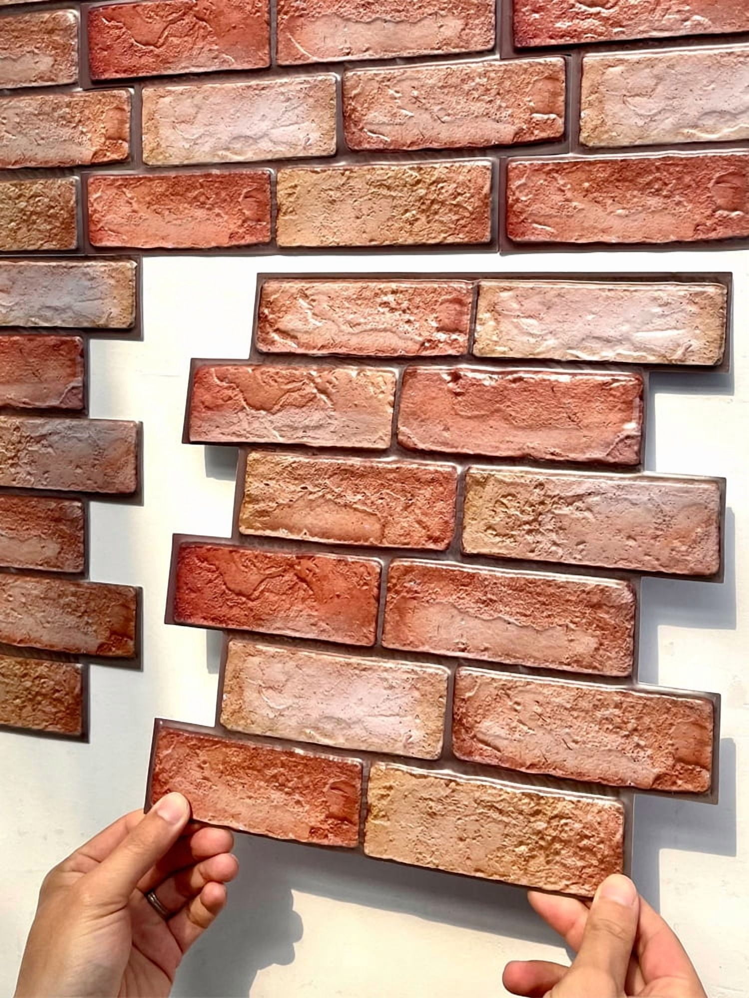 10Pcs Retro 3D Brick Panels Backsplash Set – Self-Adhesive Waterproof Peel & Stick Wall Panels for Kitchen, Bathroom, Fireplace – 30x30cm