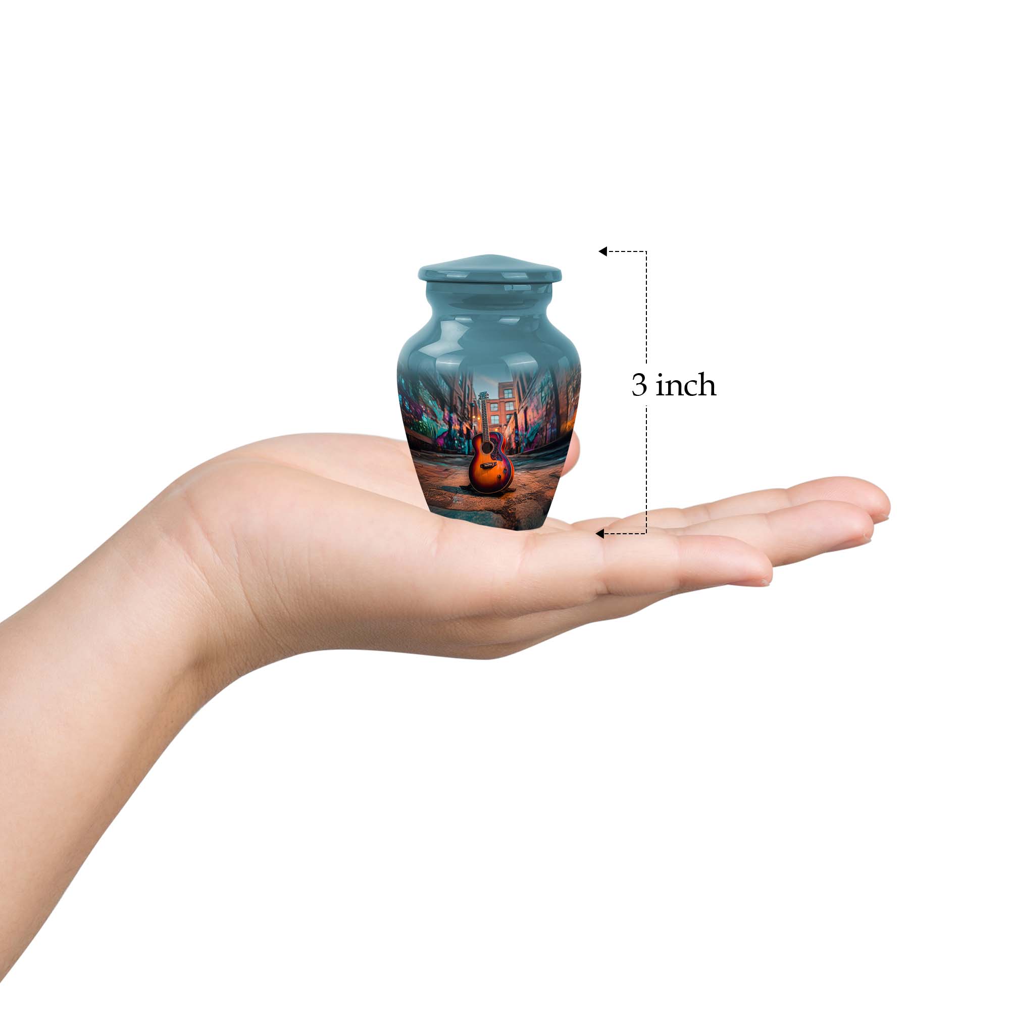 Guitar Women Urns For Human Ashes Adult Male - Funeral Urn For Man And Women 1 Large 10 Inch, 4 Keepsake Set - Blue Urns For Human Ashes For Uncle And Aunty - Pink Cremation Urn For Adult Mother