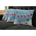 thumbnail image 5 of Ambesonne Christmas Throw Pillow Cover 4 Pack, Socks Hanging Bird, 20", White Blue, 5 of 5