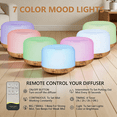 thumbnail image 2 of 500ml Essential Oil Diffuser with 6*10ml Air Humidifier, 3 Timers 7 Colors Ambient Light with Remote Control, Fragrance Air Humidifier Vaporizer for Large Room Bedroom Office, 2 of 6