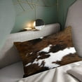 thumbnail image 4 of Cowhide Printing Lumbar Throw Pillow Covers 12x20 Set of 2 Cow Print Short Plush Pillows Case Brown White Rectangle Cushion Cover Decorative Pillowcases for Couch Bed, 4 of 12