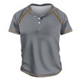 thumbnail image 5 of Men's Solid Color Three Button Hooded Raglan Shirt Top XL, 5 of 5