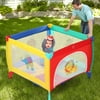 ODOLAND 39''x 39''Baby Portable Playard Play Pen with Mattress and Bassinet - The Zoo, Multicolor, Unisex