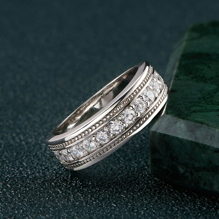 Newshe Mens wedding Bands 925 Sterling Silver Men Rings Wedding