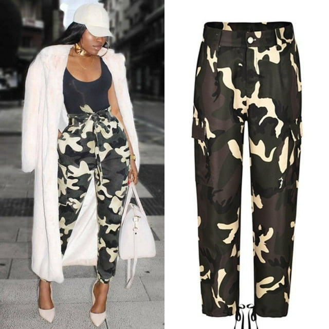 Femmes Camo Cargo Pantalons Décontractés Armée Militaire Camouflage Jeans Grande Taille