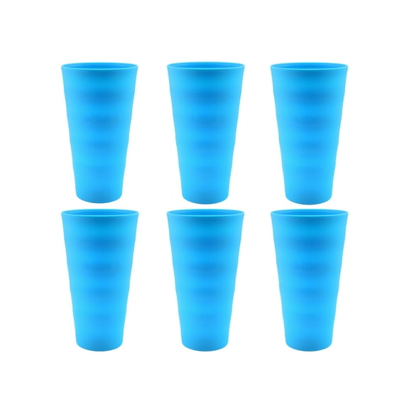 YBM Home Reusable Plastic Cups 18 oz, Unbreakable Drinkware Dishwasher Safe 6-Pack, Blue