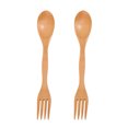 thumbnail image 1 of 2Pcs Ergonomic Curve Spork Chocolate Birch for Children Camping, 1 of 8