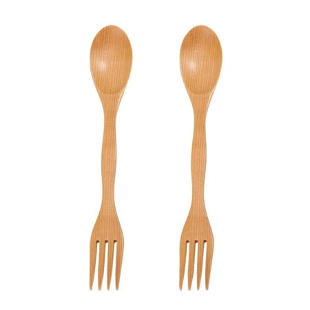 

Frcolor 2 Pcs 2-in-1 Children Wooden Spork Household Eco-friendly Tableware Japanese Style Spoon Forks Dinnerware(Original Color)
