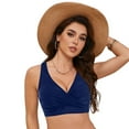 thumbnail image 4 of GEWSEY Women's Underwire Bikini Tops Push Up Criss Cross Swim Top Swimsuit Sexy V Neck Bathing Suit Top Only (Dark Blue, XXL), 4 of 9