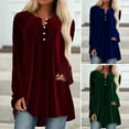 thumbnail image 2 of Valcatch Women Pleated Button Down Velvet Tunic Tops Loose Elegant Dressy Shirts Long Sleeve Casual Party Blouses Plus Size V Neck Shirts, 2 of 3