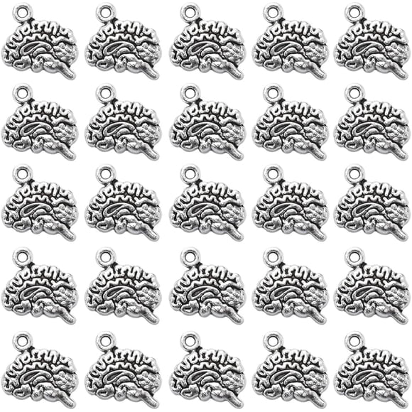 1 Box 100Pcs Brain Charms Brain Charm Bulk Graduation Anatomical Brains Human Anatomy Charm Tibet Style Alloy Scary Medical Science Charm for Jewelry Making Charms DIY Craft Decor