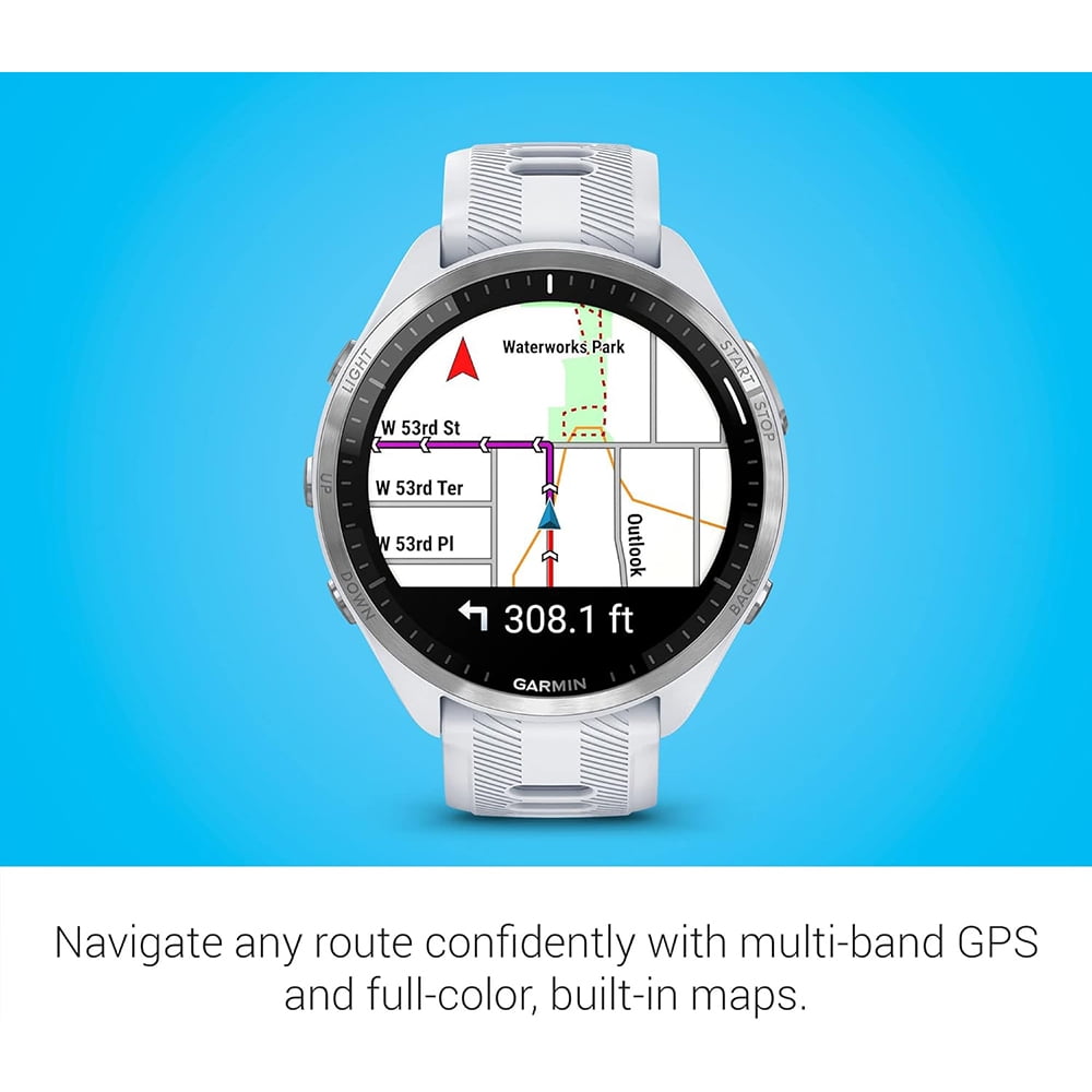 Garmin 010-02809-01 Forerunner 965 Running Smartwatch Whitestone and Powder Gray Bundle with 2 YR CPS Enhanced Protection Pack