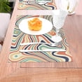 thumbnail image 5 of YFYANG Washable Heat-Resistant Placemats, 70% PVC/30% Polyester, Retro Abstract Lines Kitchen Table Mat, 12" x 18" 6 Pcs, 5 of 6