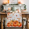 thumbnail image 2 of Thanksgiving Table Runner 70 Inches Long, Fall Pumpkin Falling Maple Leaf Wood Grain Cotton Linen Table Runners Dresser Scarves, Fabric Tabletop Scarf Furniture Cover for Dinner Party 13"x70", 2 of 9