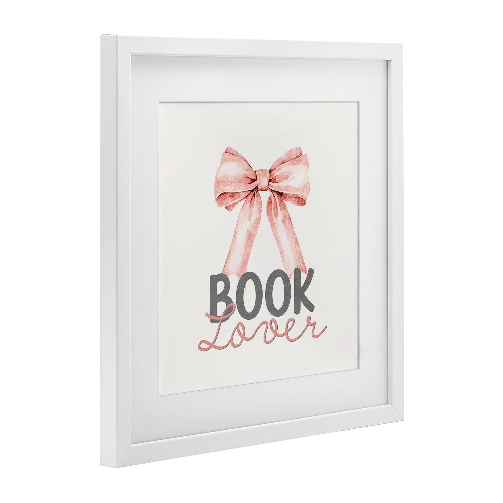 Stupell Industries Book Lover Pink Bow White Framed Print Under Glass, design by Kim Allen
