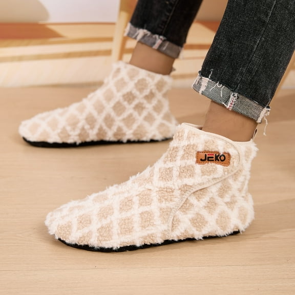 Men's and women's slippers, plush slippers, warm and anti-slip household slippers and high-top socks