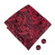 thumbnail image 4 of Hi-Tie - Pajarita de seda roja burdeos de lujo para hombre, conjunto de gemelos y broche con nudo de mariposa, ideal para bodas y padrinos de boda, 4 of 4